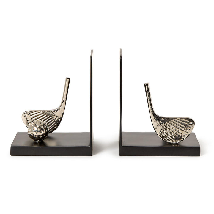 GOLF BOOKENDS SET WITH NICKEL FINISH