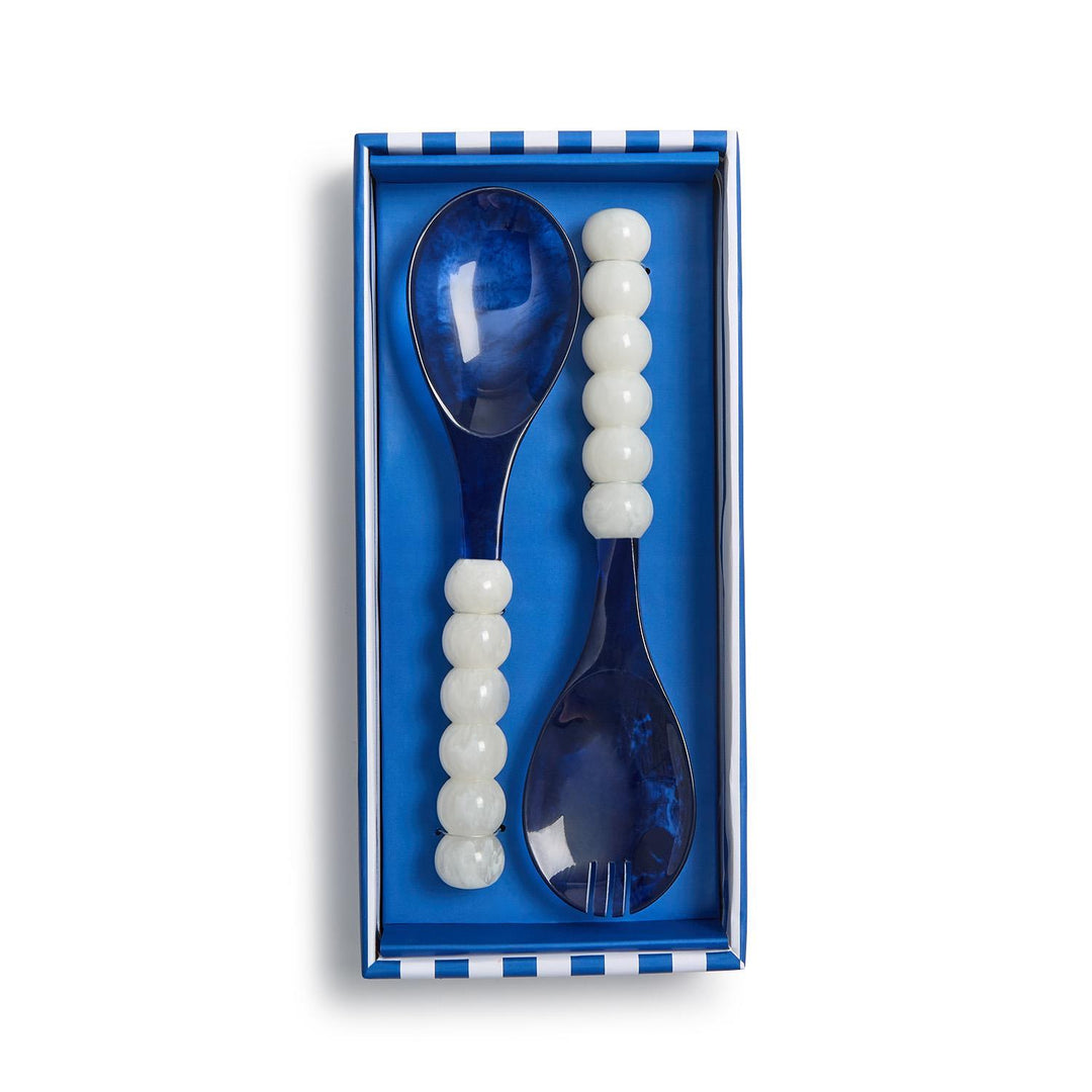 BLUE & WHITE MODERN POP SALAD SERVING SET IN GIFT BOX