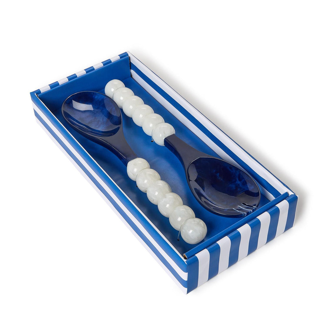 BLUE & WHITE MODERN POP SALAD SERVING SET IN GIFT BOX