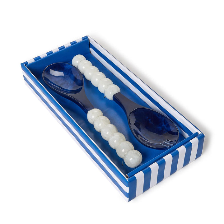 BLUE & WHITE MODERN POP SALAD SERVING SET IN GIFT BOX