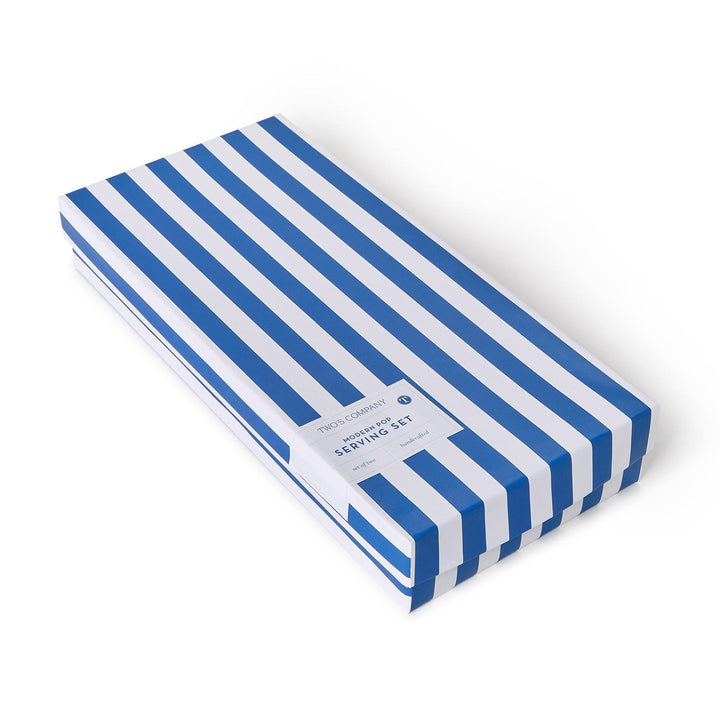 BLUE & WHITE MODERN POP SALAD SERVING SET IN GIFT BOX
