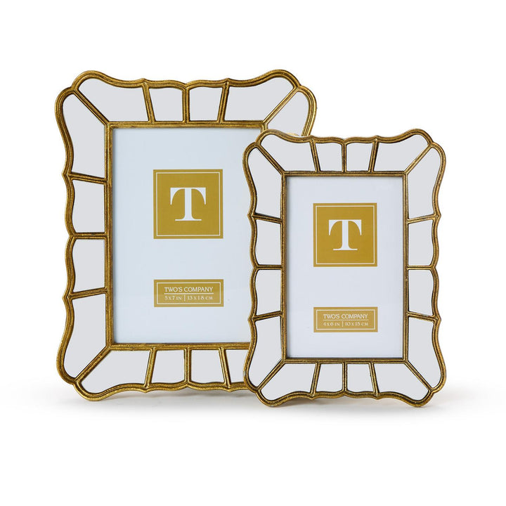 HEIRLOOM GOLD PHOTO FRAME WITH MIRROR SCALLOPED EDGE