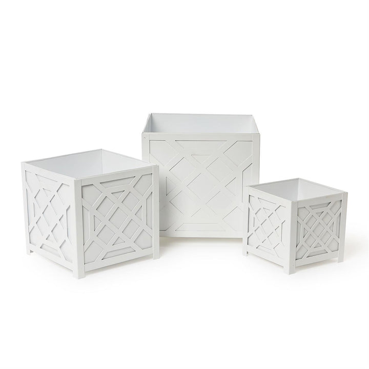 LASER FRETWORK SQUARE METAL PLANTER