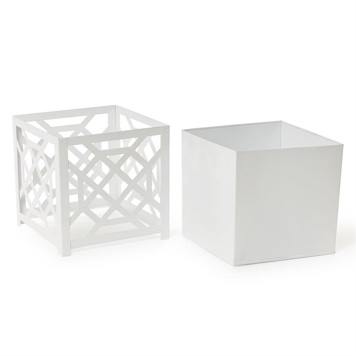 LASER FRETWORK SQUARE METAL PLANTER