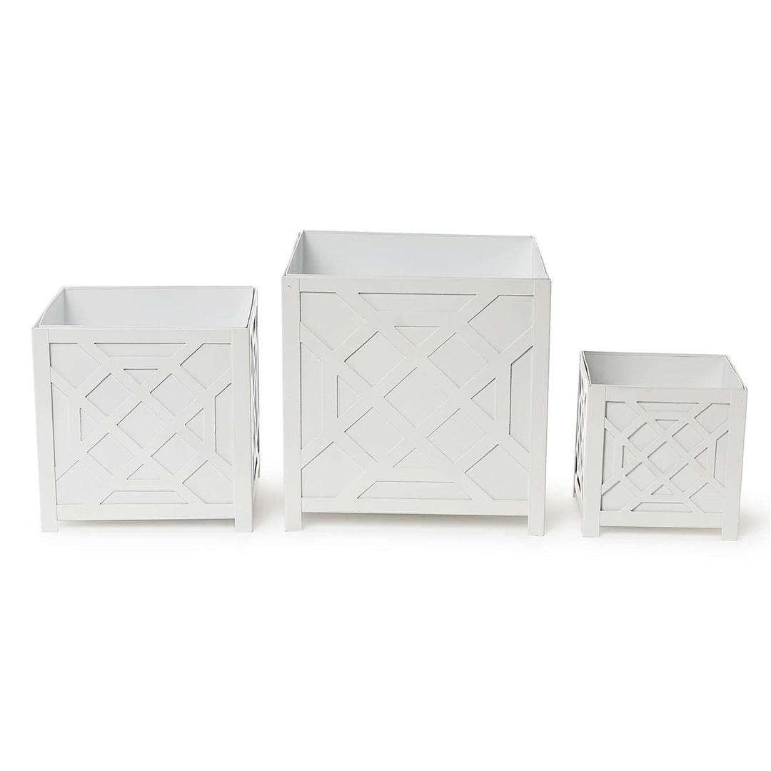 LASER FRETWORK SQUARE METAL PLANTER