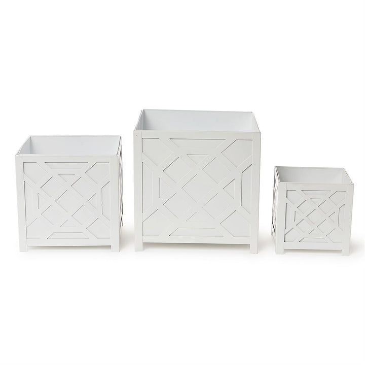 LASER FRETWORK SQUARE METAL PLANTER