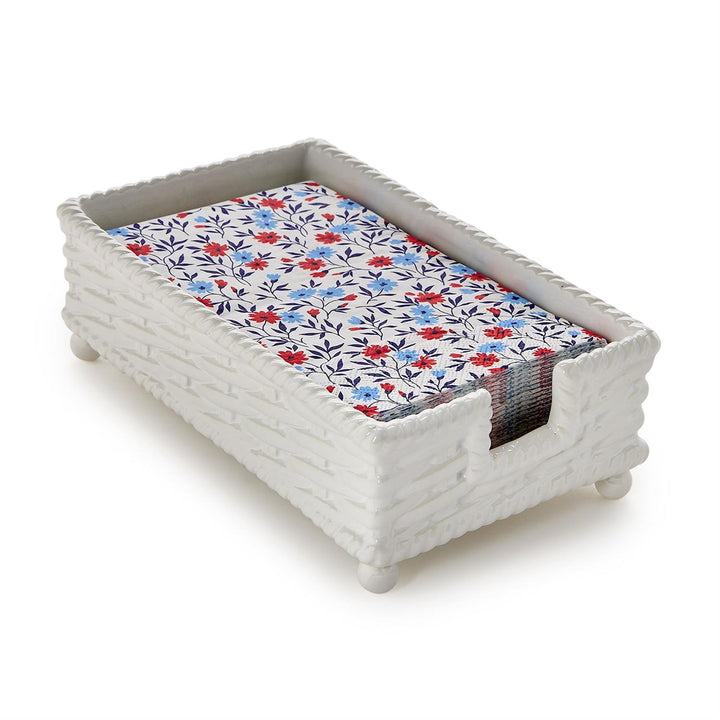 BASKETWEAVE GUEST TOWEL NAPKIN OR UTENSIL HOLDER