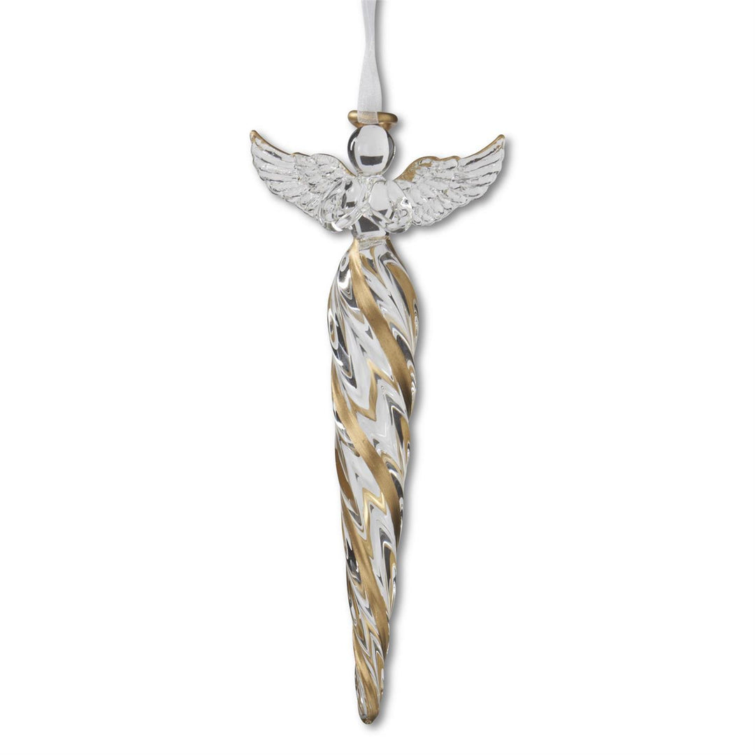 8" GOLD & CLEAR GLASS ANGEL ICICLE ORNAMENT