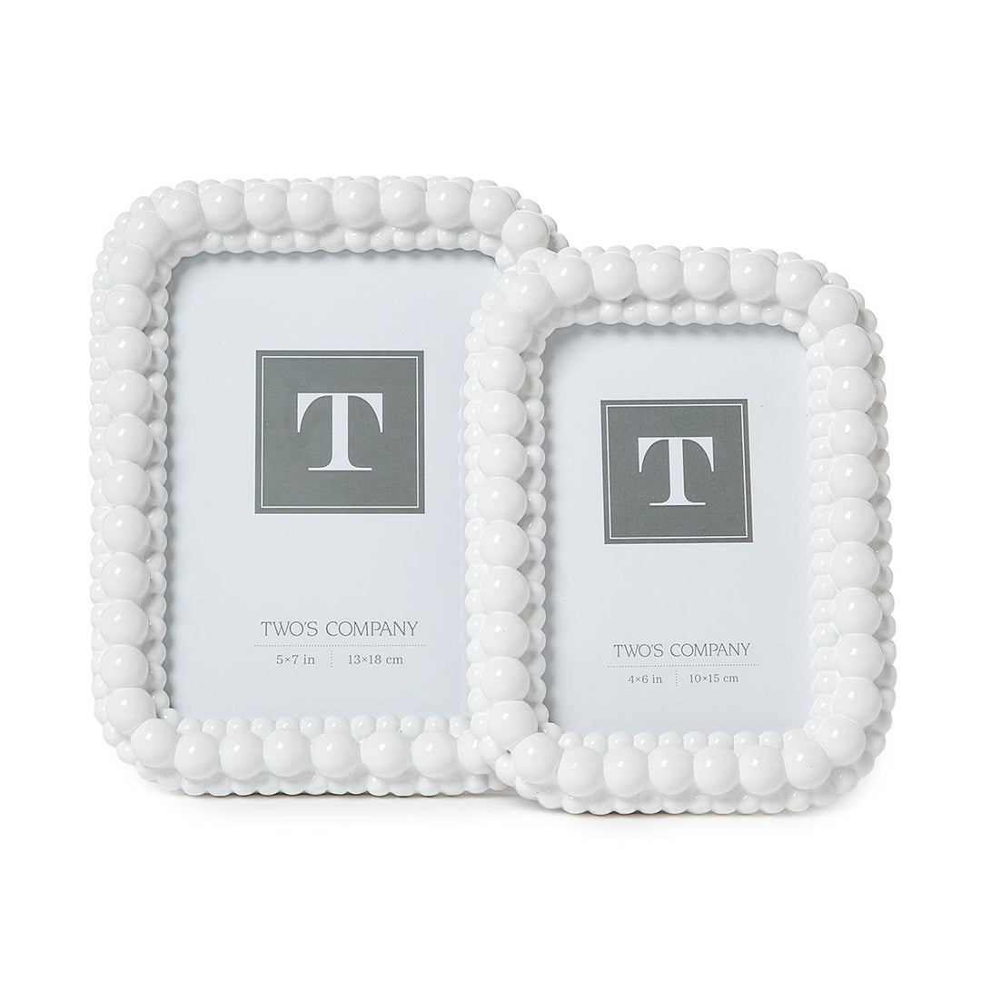 WHITE DOUBLE HOBNAIL PHOTO FRAME