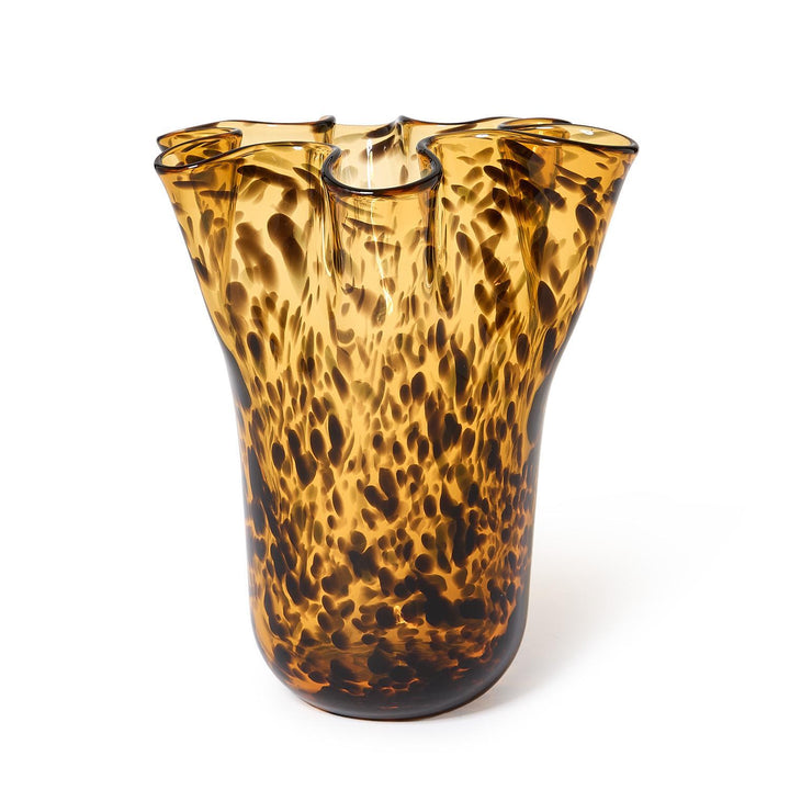 TORTOISE PRINT FLARE HAND-BLOWN VASE