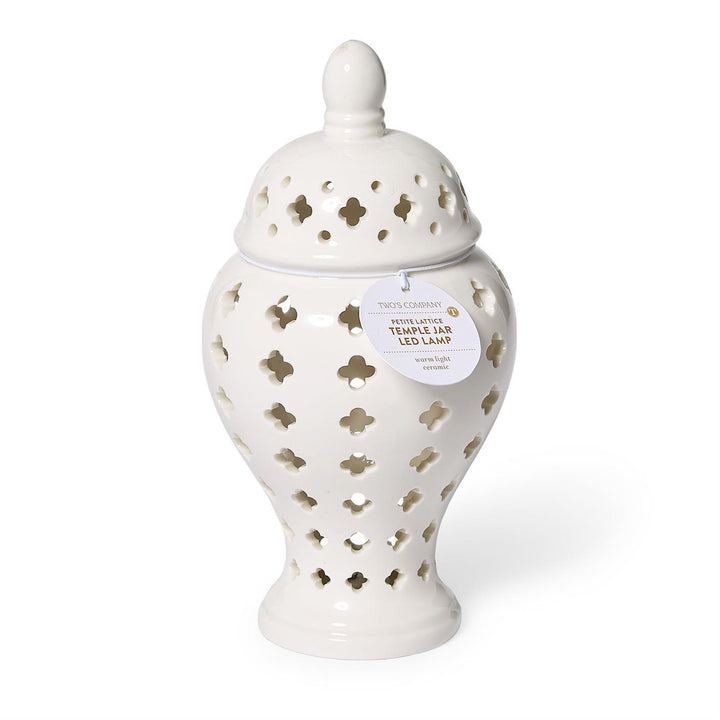 WHITE PETITE LATTICE LIGHT UP TEMPLE JAR