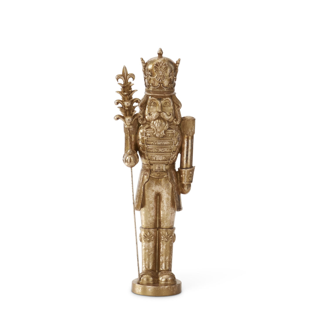 gold nutcracker with pinecone staff