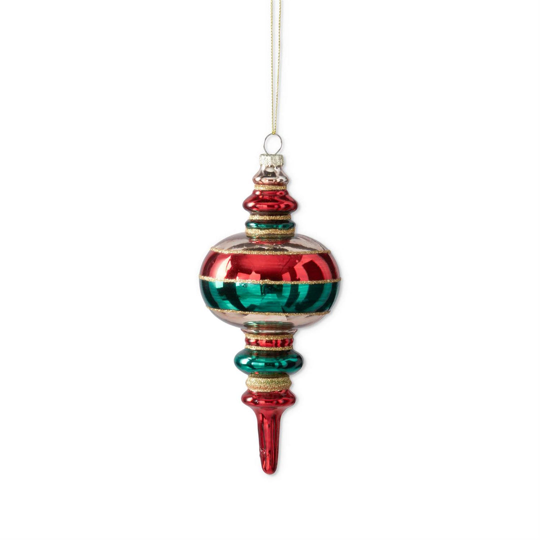RED, GOLD & GREEN GLASS FINIAL ORNAMENT
