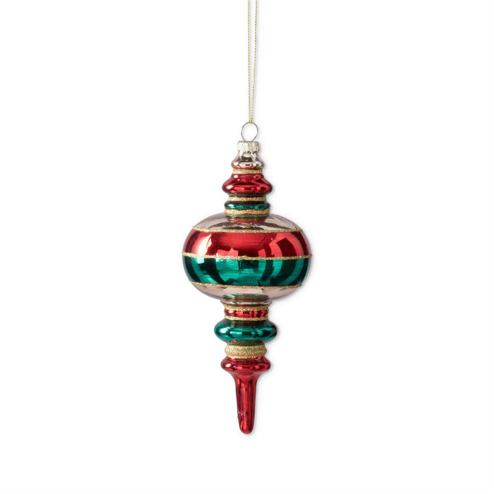 RED, GOLD & GREEN GLASS FINIAL ORNAMENT