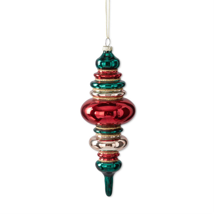 RED, GOLD & GREEN GLASS FINIAL ORNAMENT