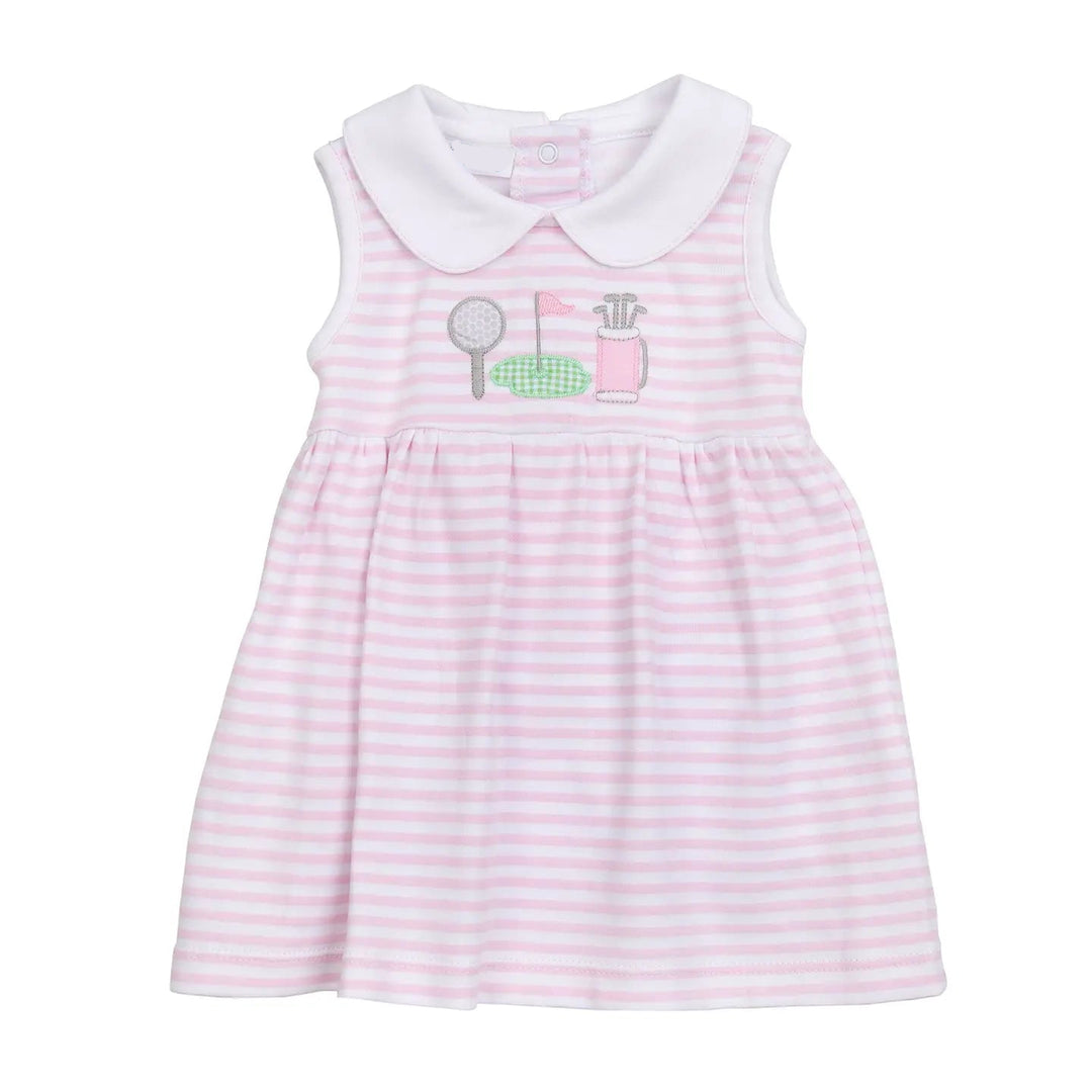 PUTTING GREEN PINK APPLIQUE DRESS SET