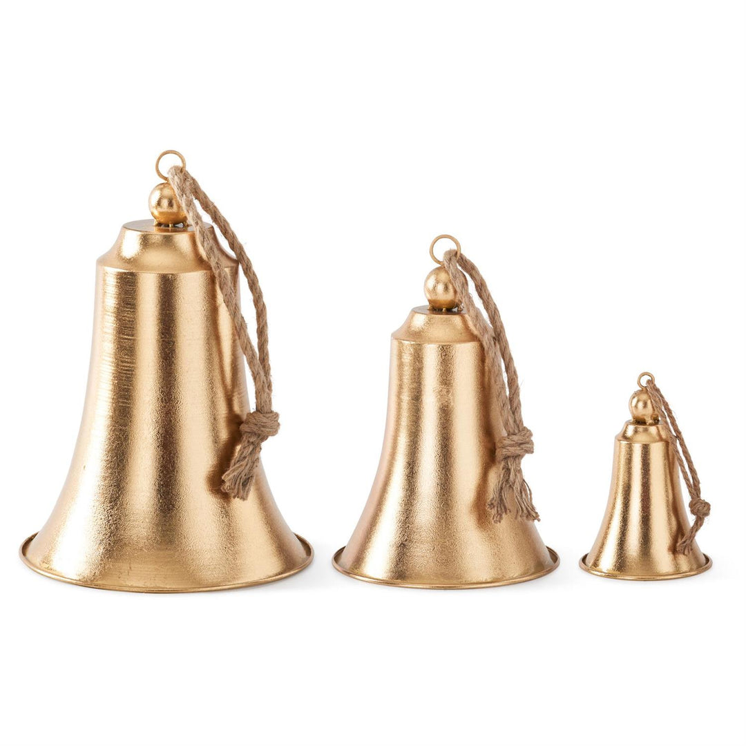 GOLD METAL BELL WITH ROPE HANGER