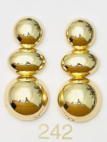 GOLD THREE TIER DROP EARRINGS