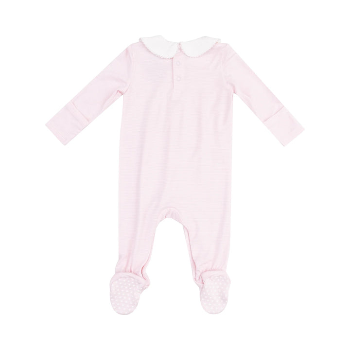 STRIPE PINK CLASSIC SMOCKED FOOTIE