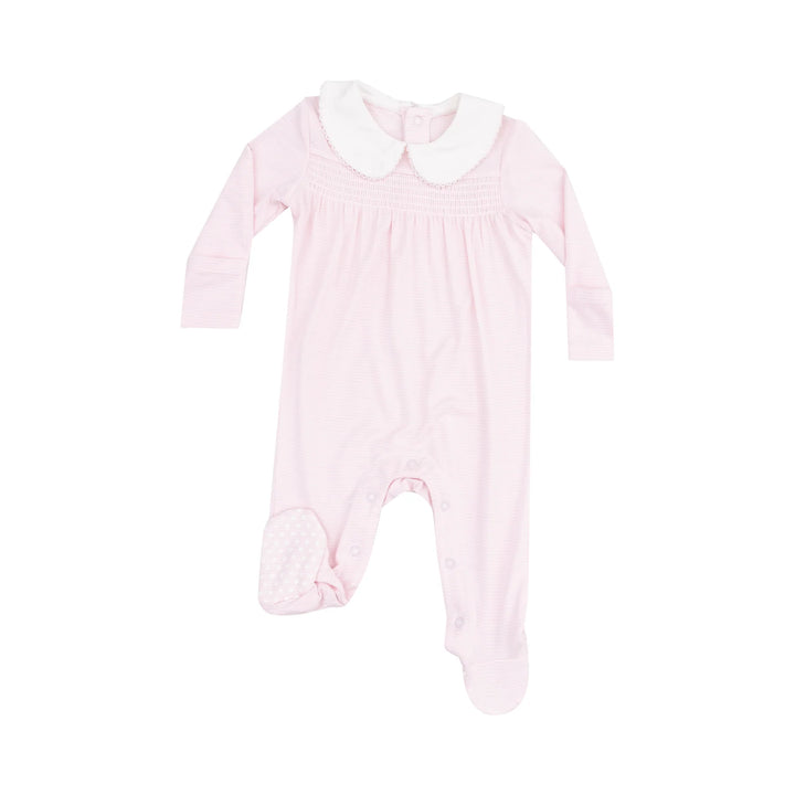 STRIPE PINK CLASSIC SMOCKED FOOTIE