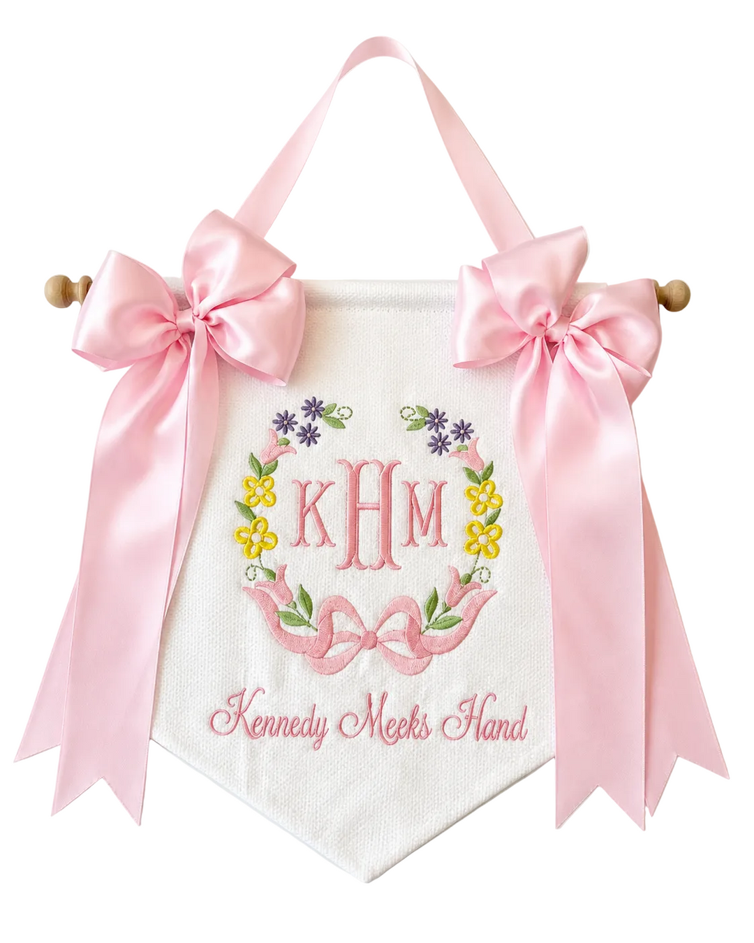 BABY KENNEDY HAND: CUSTOM BABY BANNER WITH PINK BOW SET