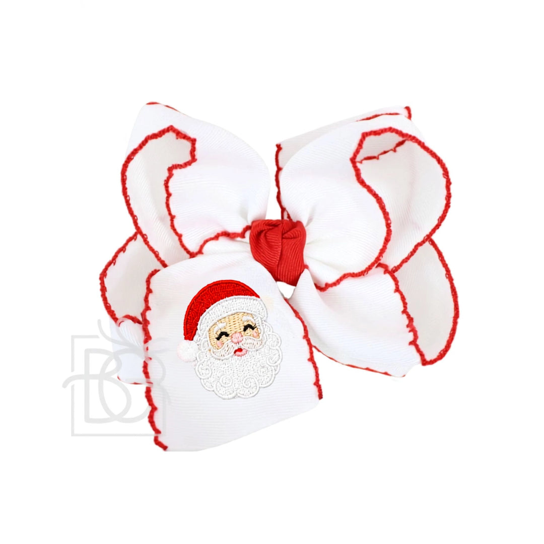 SANTA EMBROIDERED CROCHET EDGE BOW