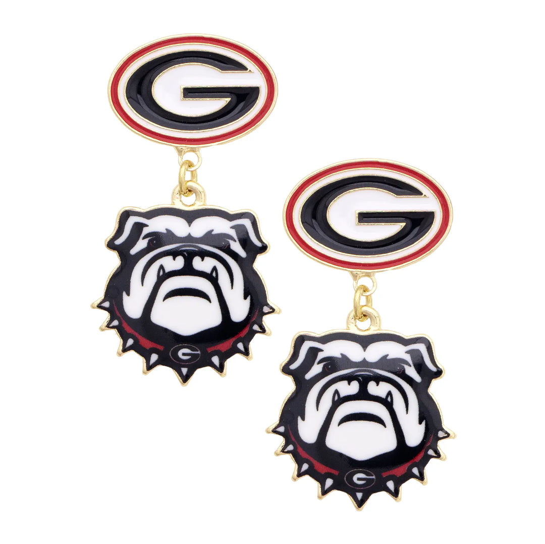 GEORGIA BULLDOGS ENAMEL DROP EARRINGS