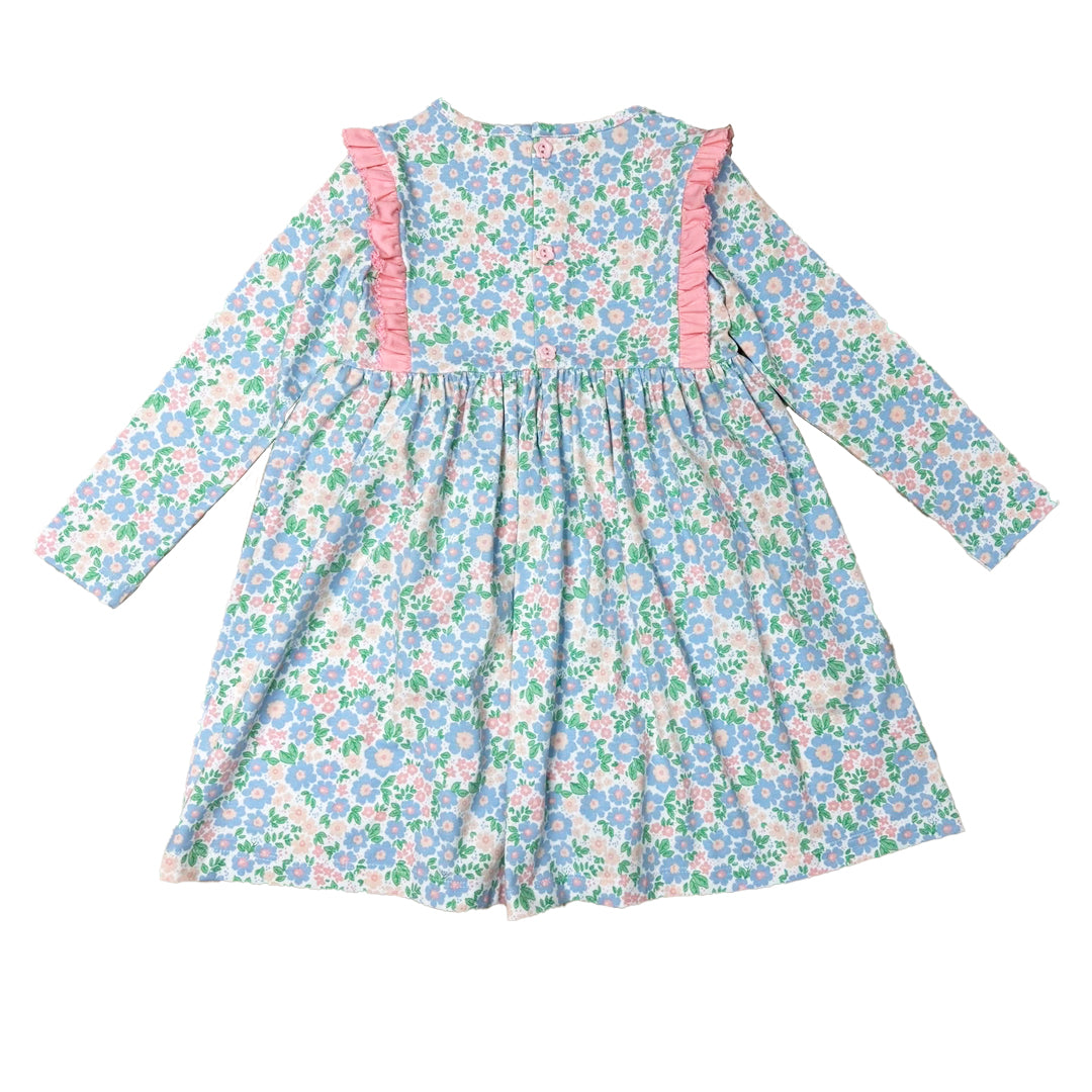 Floral dress with pink straps on a white background