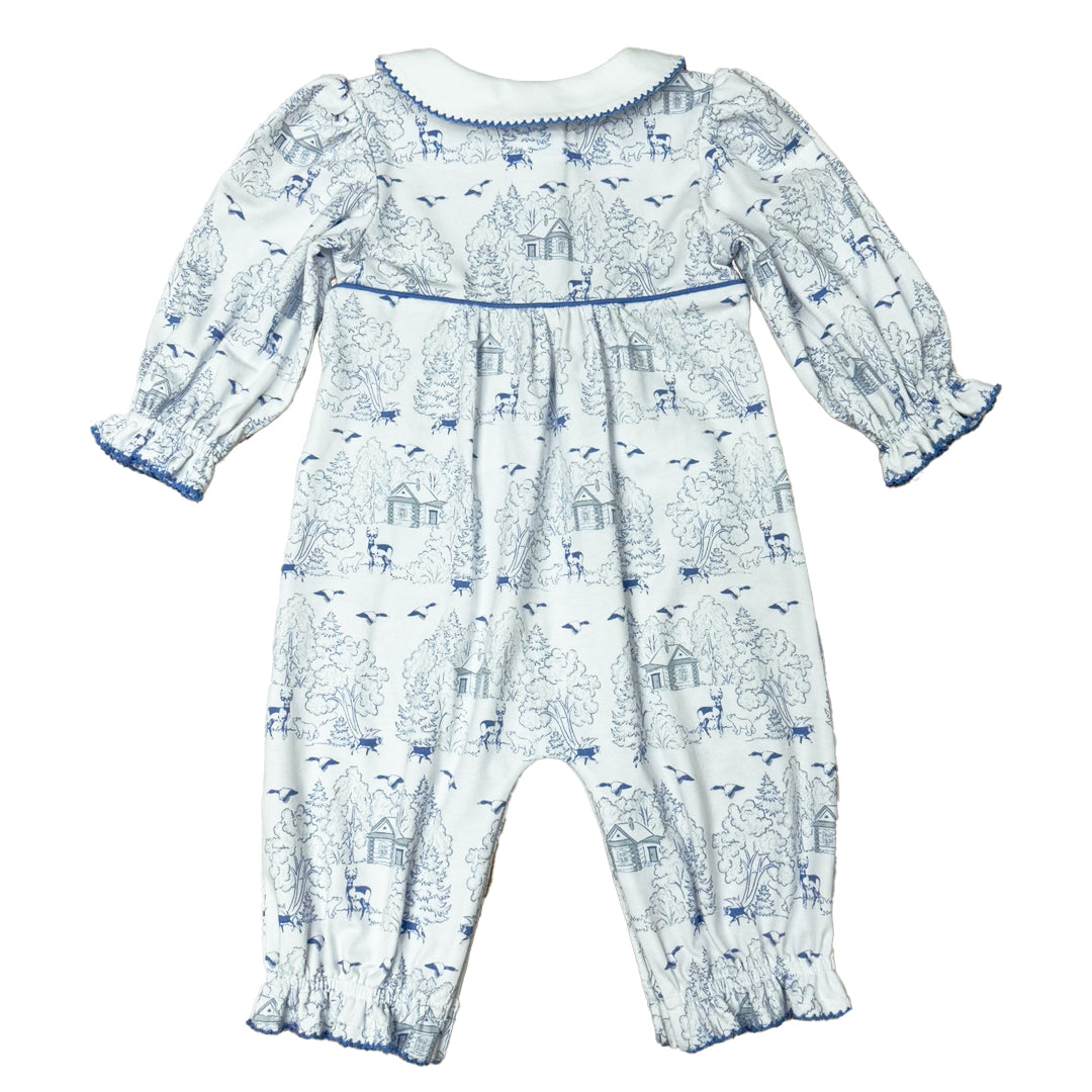 WOODLAND TOILE BLUE ROMPER