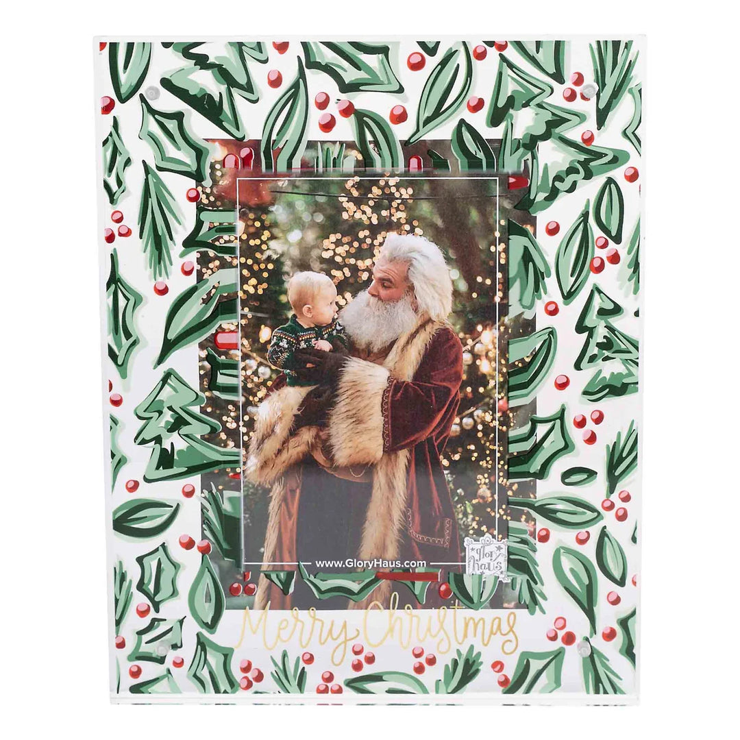MERRY CHRISTMAS HOLLY ACRYLIC FRAME