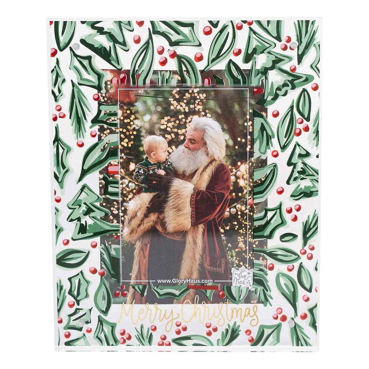 MERRY CHRISTMAS HOLLY ACRYLIC FRAME