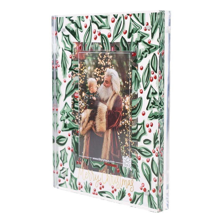 MERRY CHRISTMAS HOLLY ACRYLIC FRAME