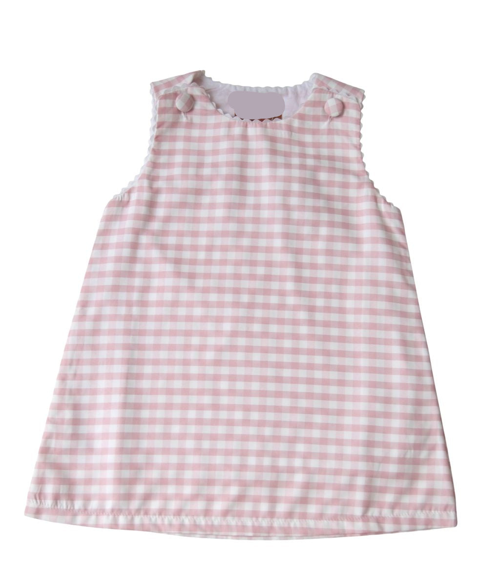 PINK GINGHAM SLEEVELESS GIRLS A LINE DRESS