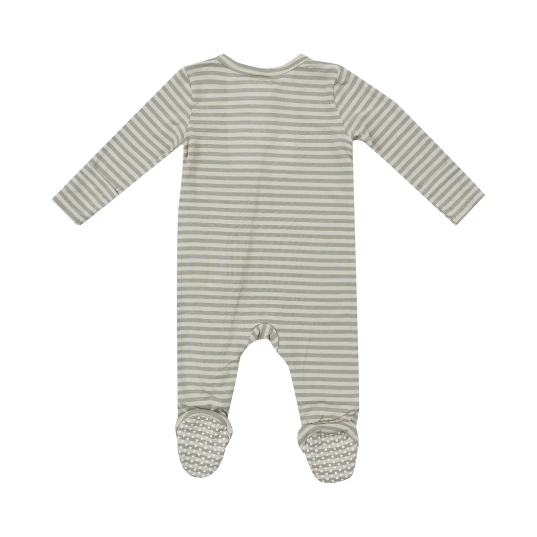 DESERT GREEN STRIPE ZIPPER FOOTIE