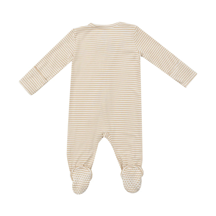 BEIGE STRIPE ZIPPER FOOTIE