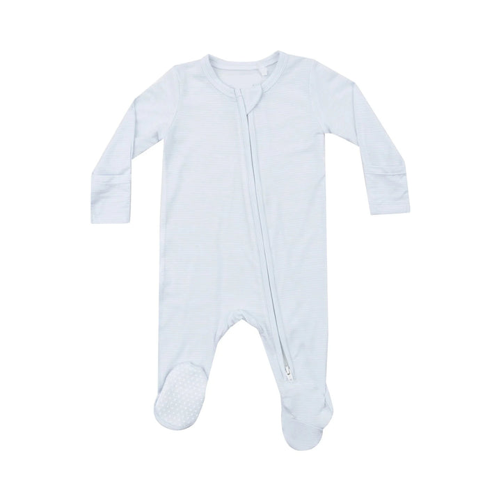 LIGHT BLUE STRIPE ZIPPER FOOTIE