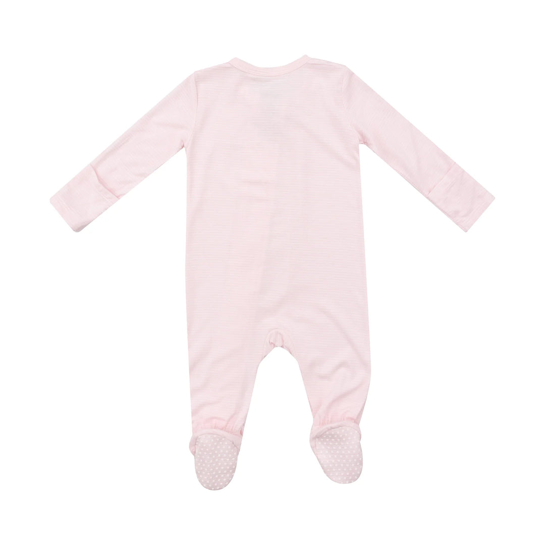 LIGHT PINK STRIPE ZIPPER FOOTIE