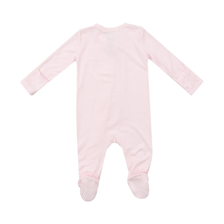 LIGHT PINK STRIPE ZIPPER FOOTIE