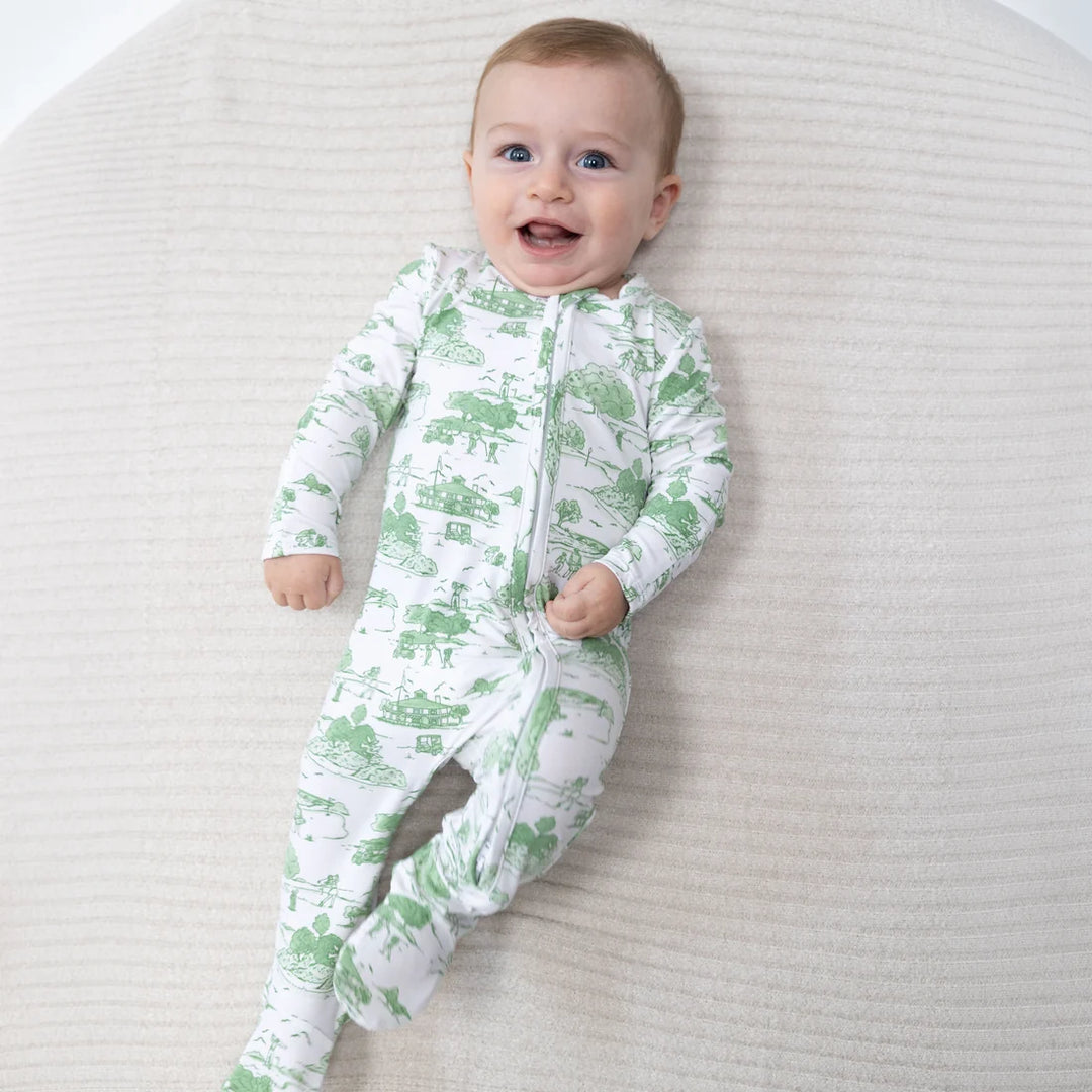 GOLF TOILE GREEN 2 WAY ZIPPER FOOTIE