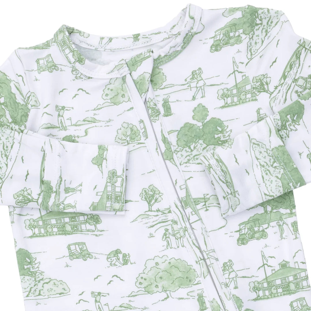 GOLF TOILE GREEN 2 WAY ZIPPER FOOTIE