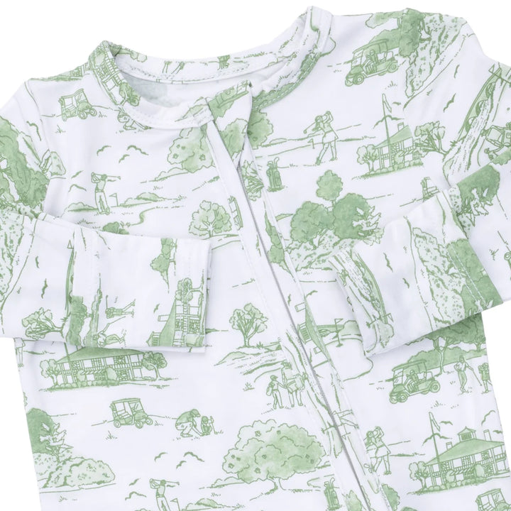 GOLF TOILE GREEN 2 WAY ZIPPER FOOTIE
