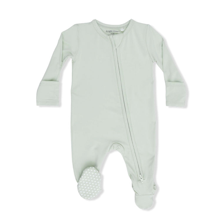 SOLID MILKY GREEN 2 WAY ZIPPER FOOTIE