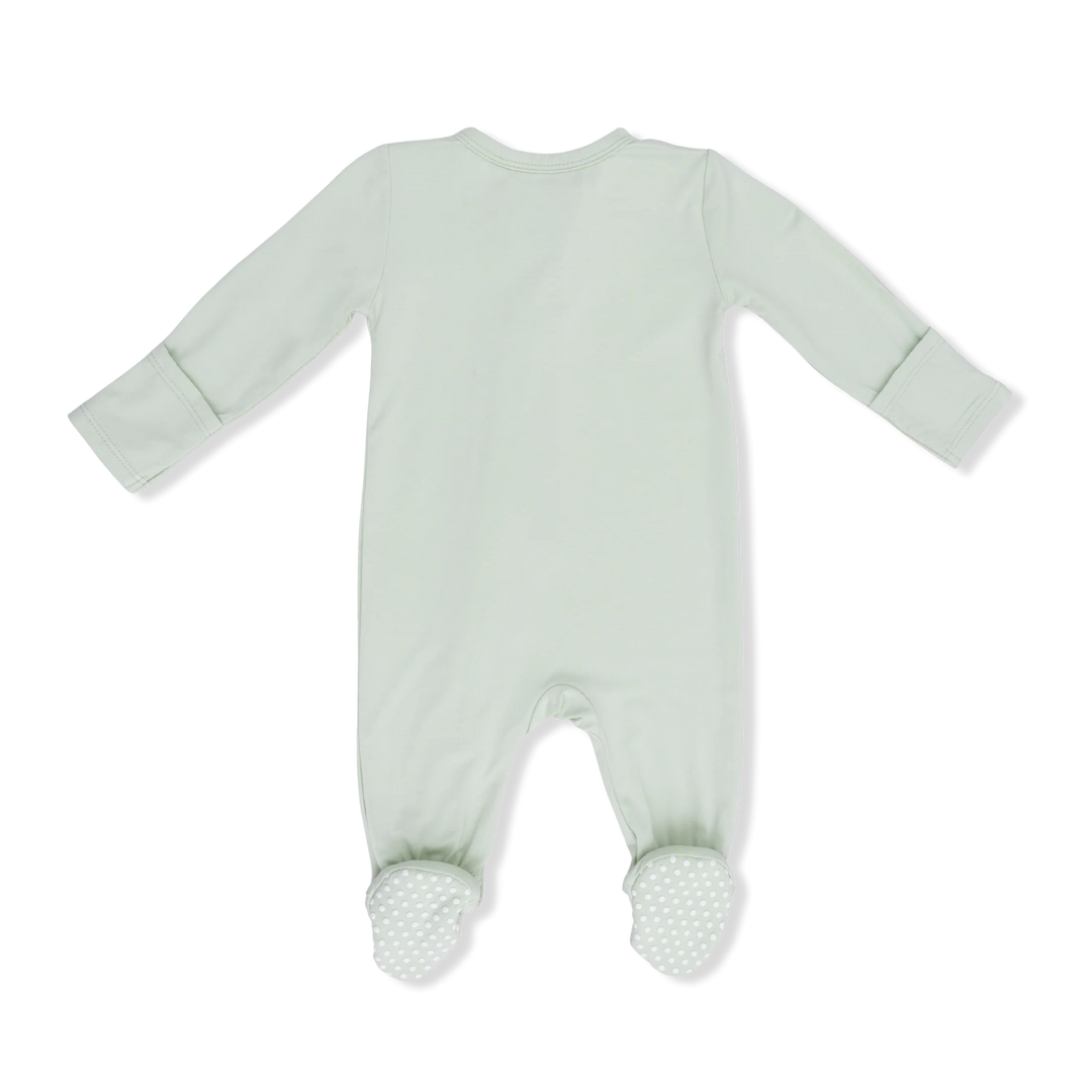 SOLID MILKY GREEN 2 WAY ZIPPER FOOTIE