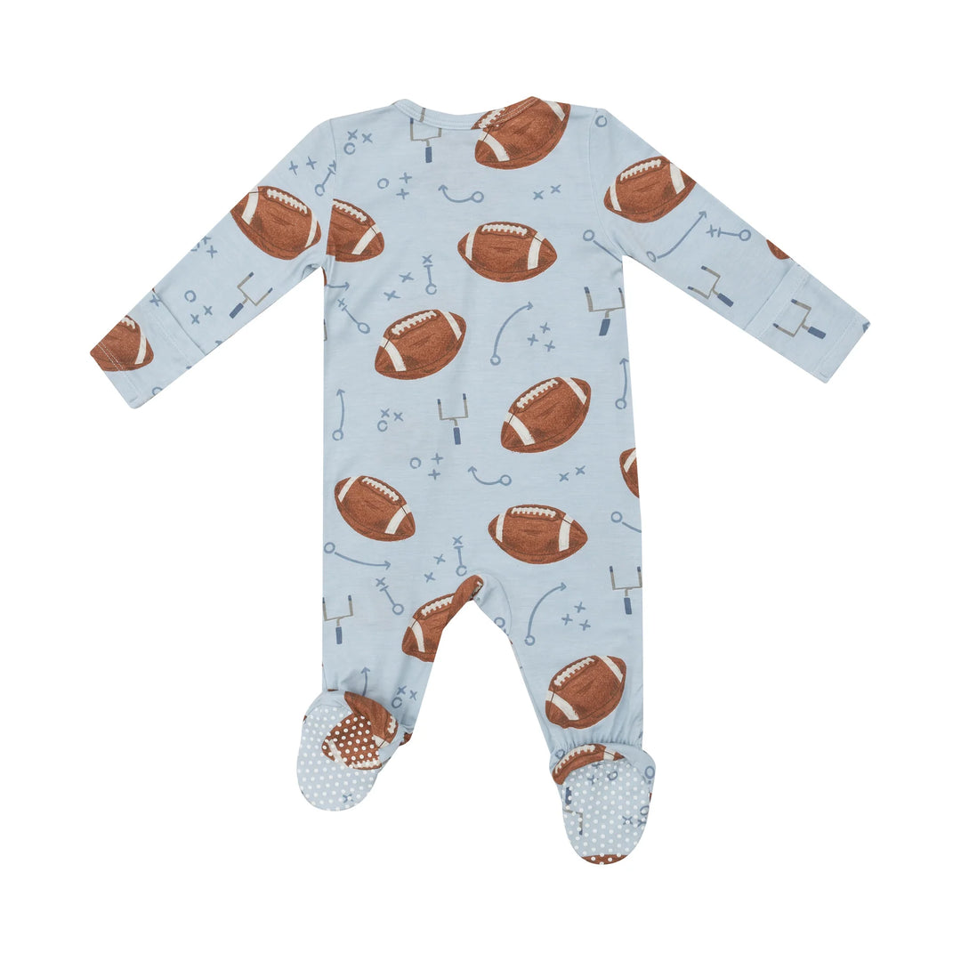 BLUE FOOTBALLS ZIPPER FOOTIE