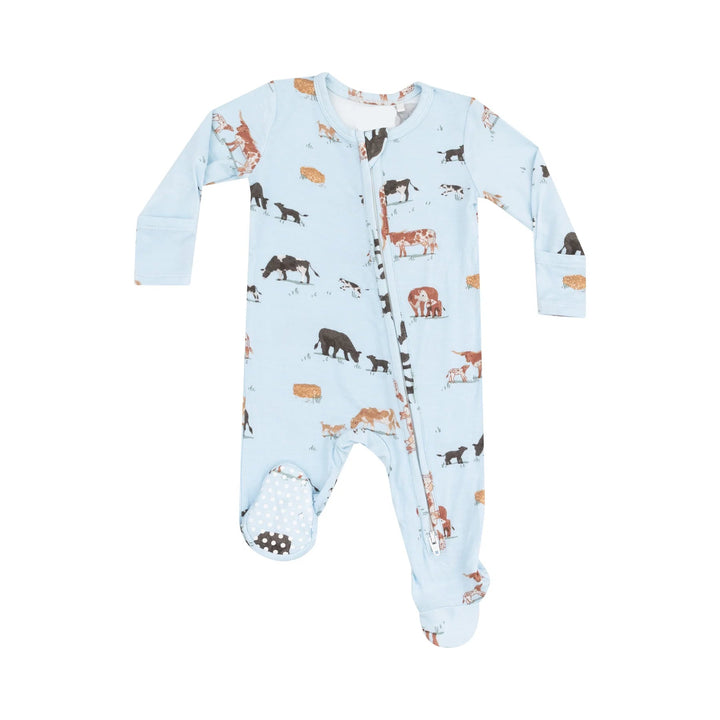 BLUE COW FAMILIES ZIPPER FOOTIE