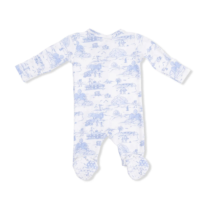 GOLF TOILE BLUE ZIPPER FOOTIE
