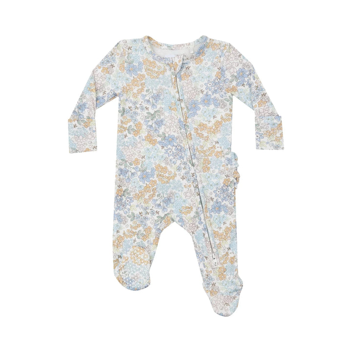 EDITH'S FLORAL RUFFLE ZIPPER FOOTIE