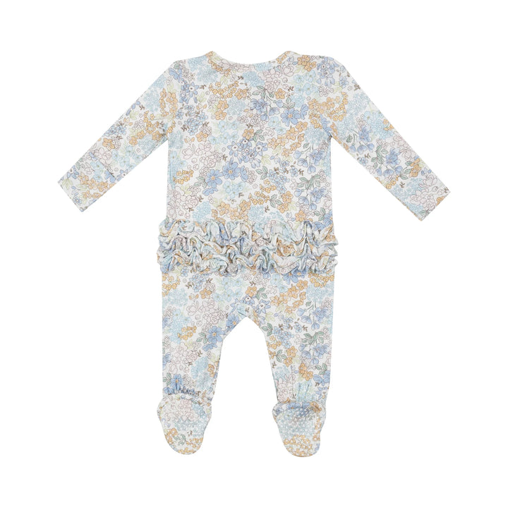 EDITH'S FLORAL RUFFLE ZIPPER FOOTIE