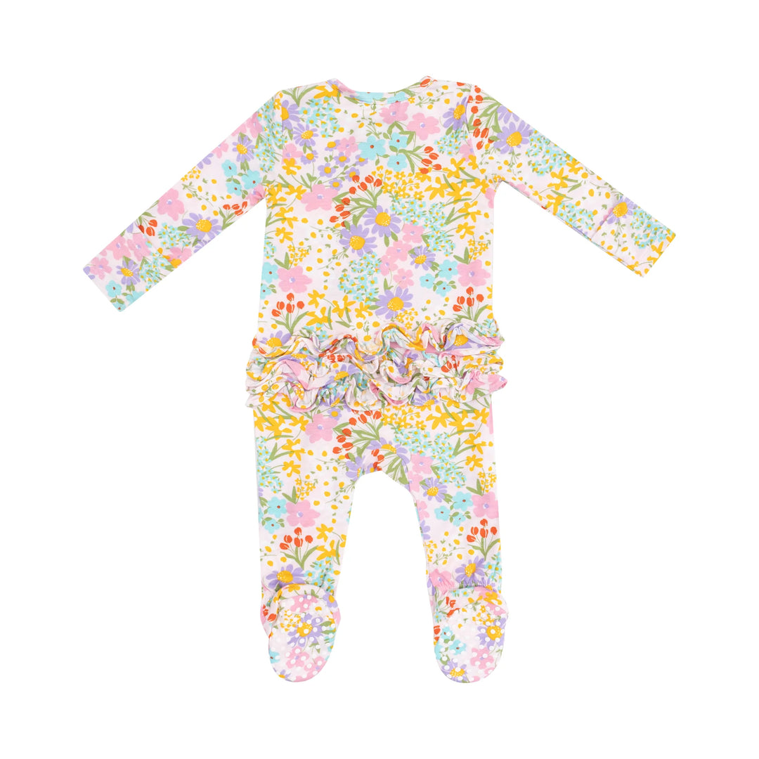 AMELIA FLORAL RUFFLE ZIPPER FOOTIE