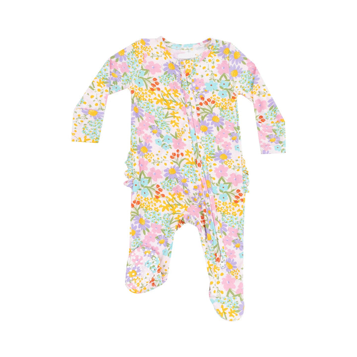 AMELIA FLORAL RUFFLE ZIPPER FOOTIE